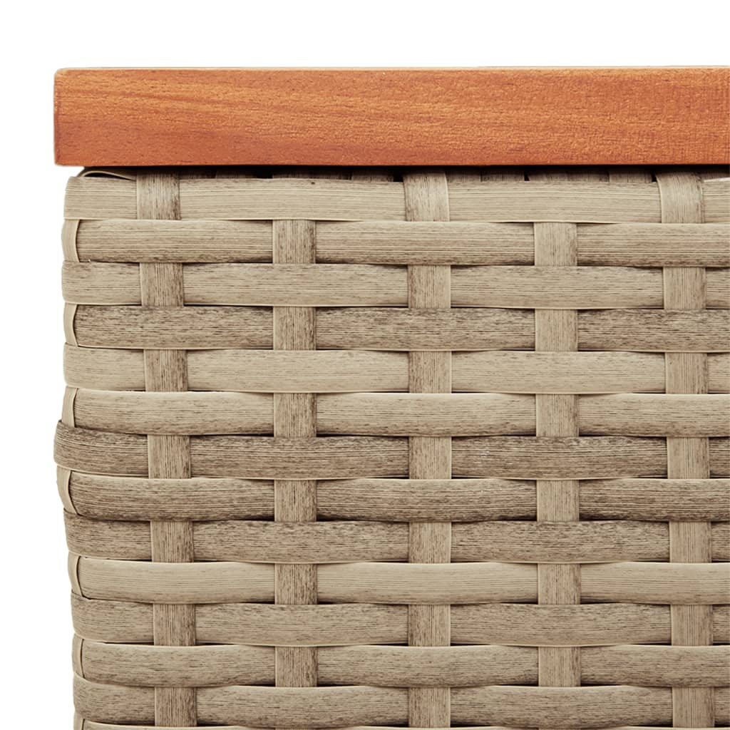 Garten-Beistelltische 2 Stk Schwarz 55x34x37cm Poly Rattan Holz