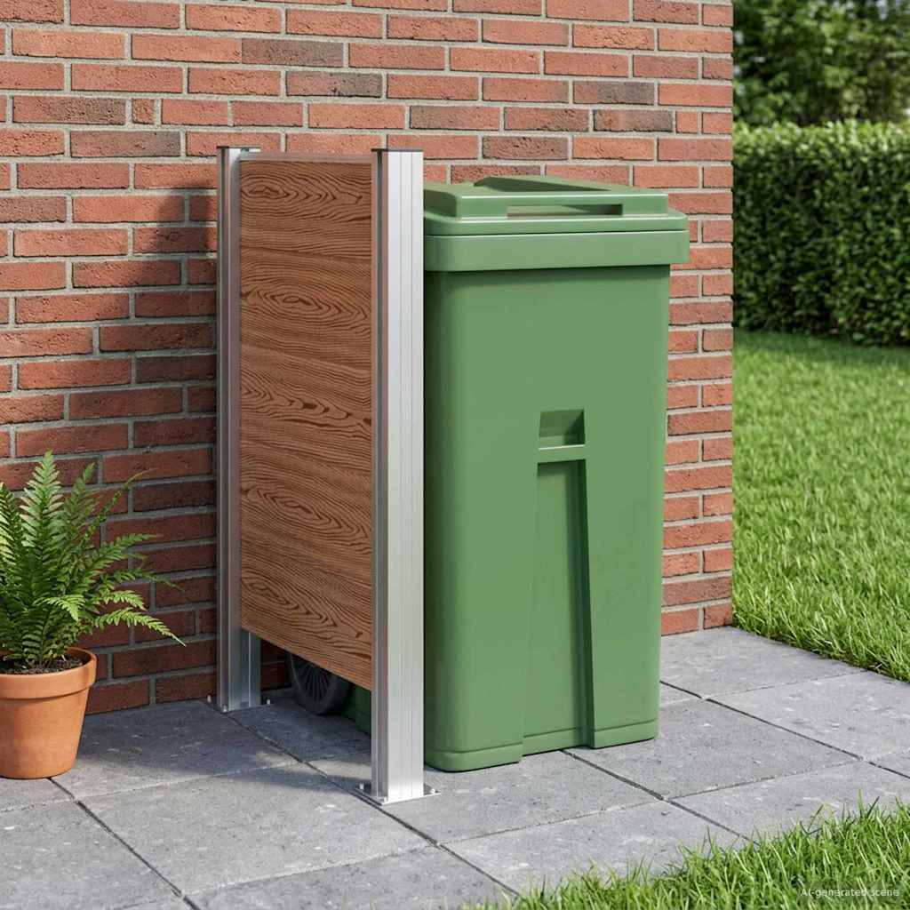Mülltonnenzaun Braun 161 x 85 x 115 cm Aluminium und WPC