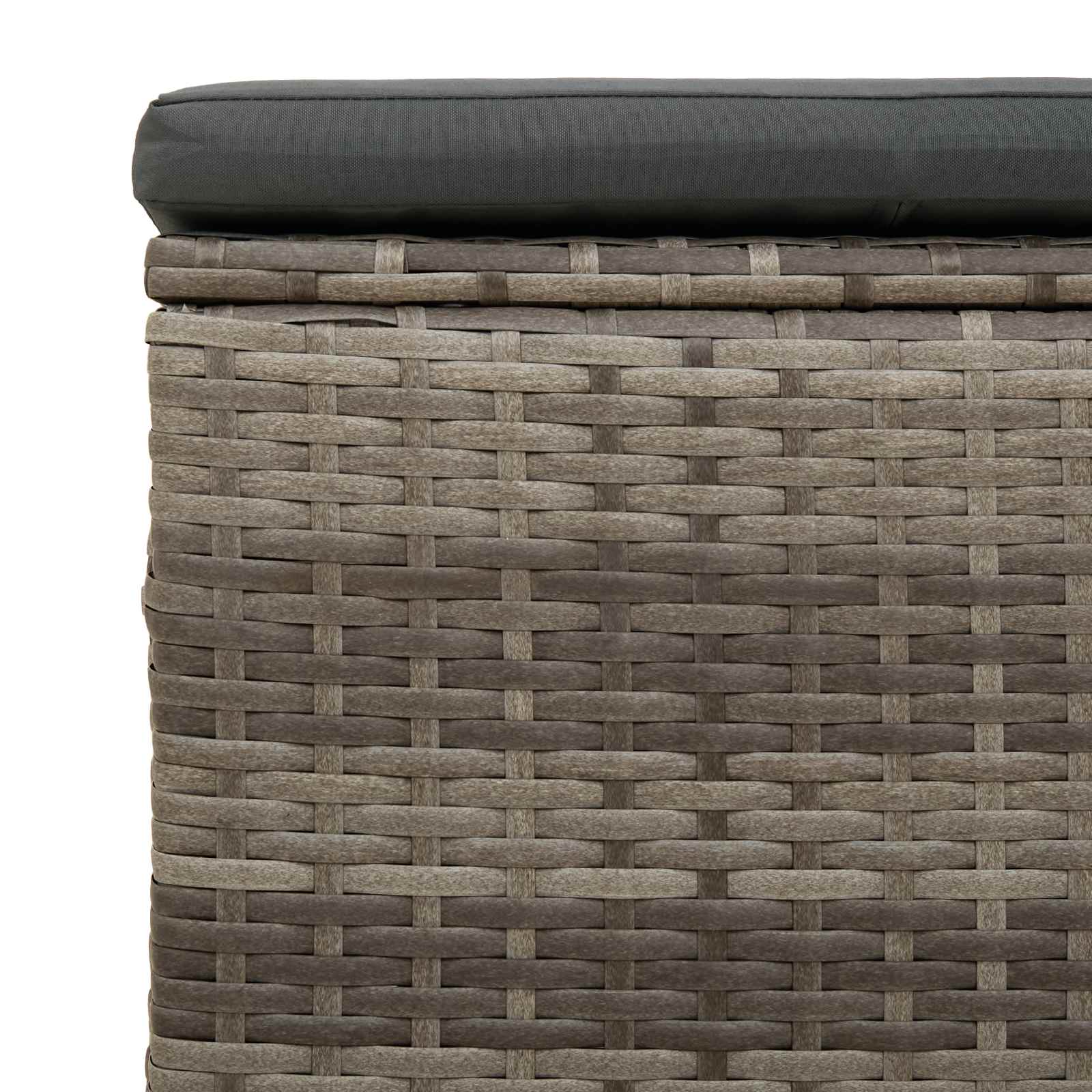 Hocker mit Kissen Schwarz 40x30x40 cm Poly Rattan