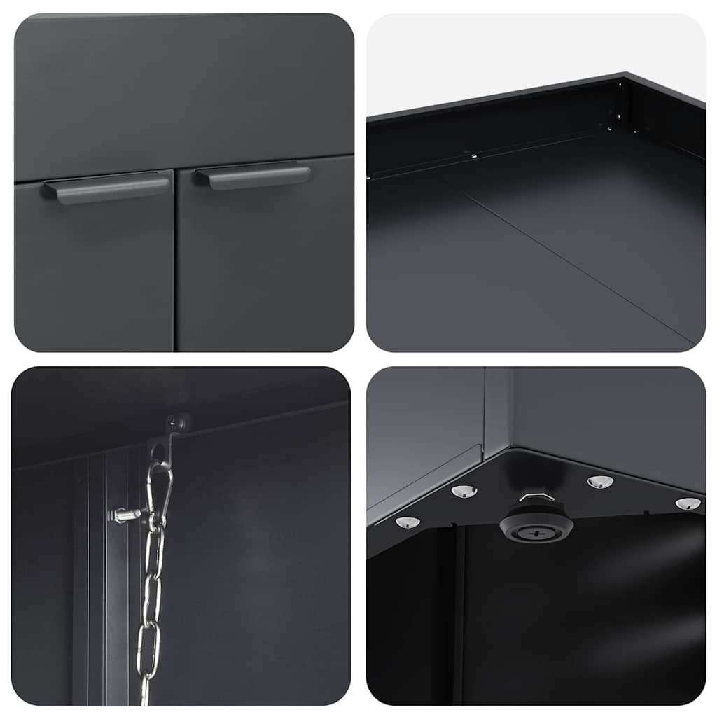 Mülltonnenbox für 2 Tonnen Schwarz 138x79x117 cm Stahl
