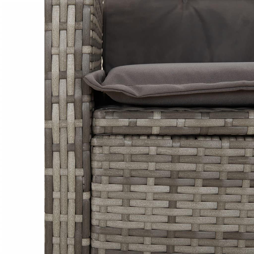 Gartensessel Verstellbar mit Kissen Schwarz Poly Rattan