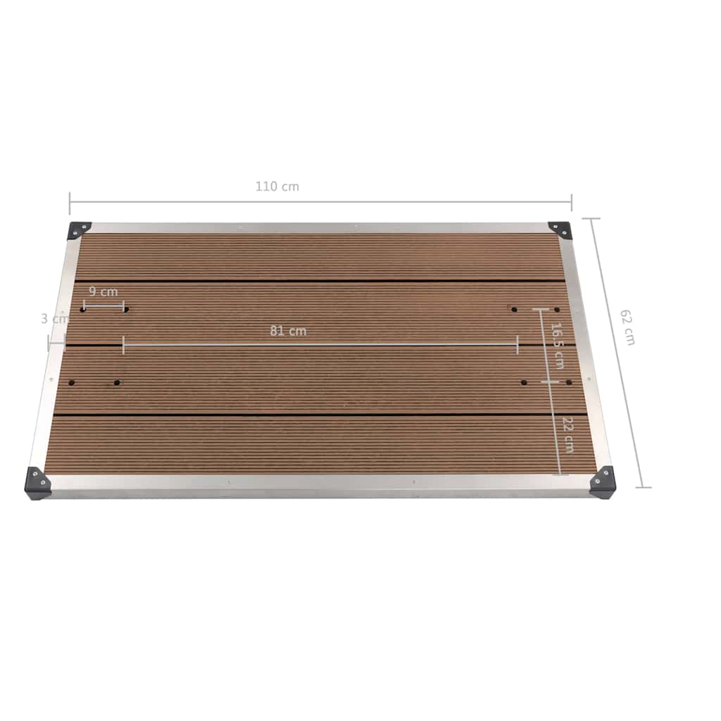 Garten-Duschwanne WPC Edelstahl 110 x 62 cm Braun