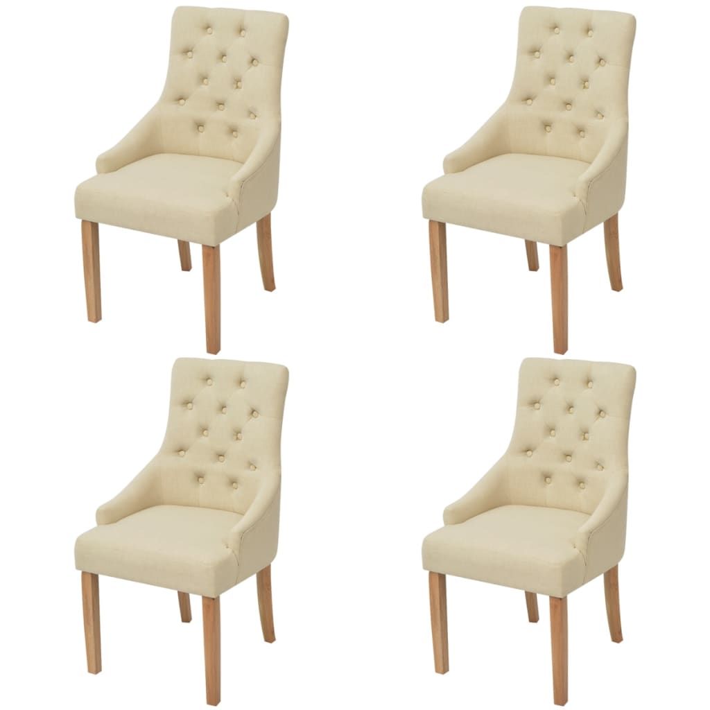 Esszimmerstühle 2 Stk. Creme Stoff