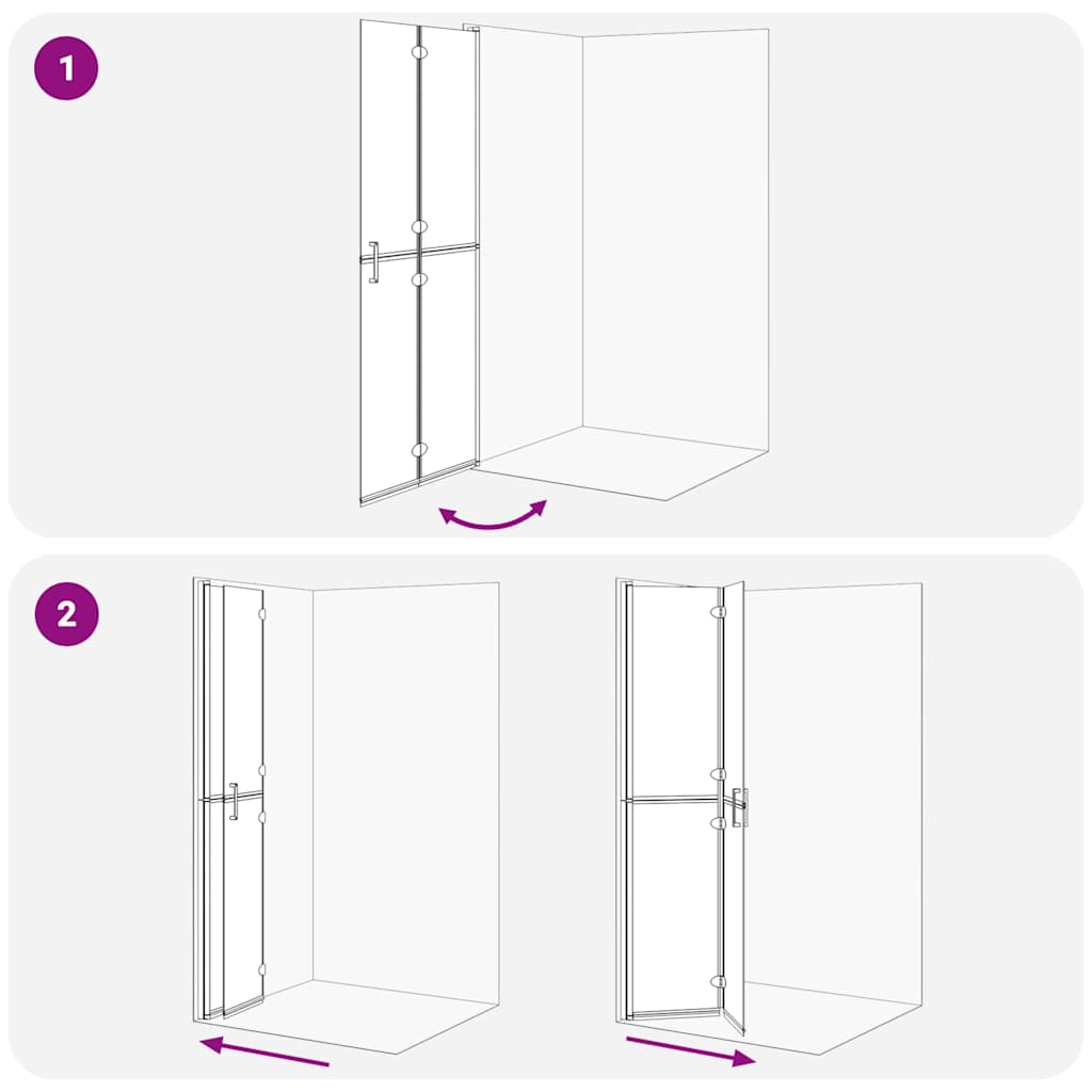 Faltbare begehbare Duschwand Transparentes ESG Glas 70x190 cm