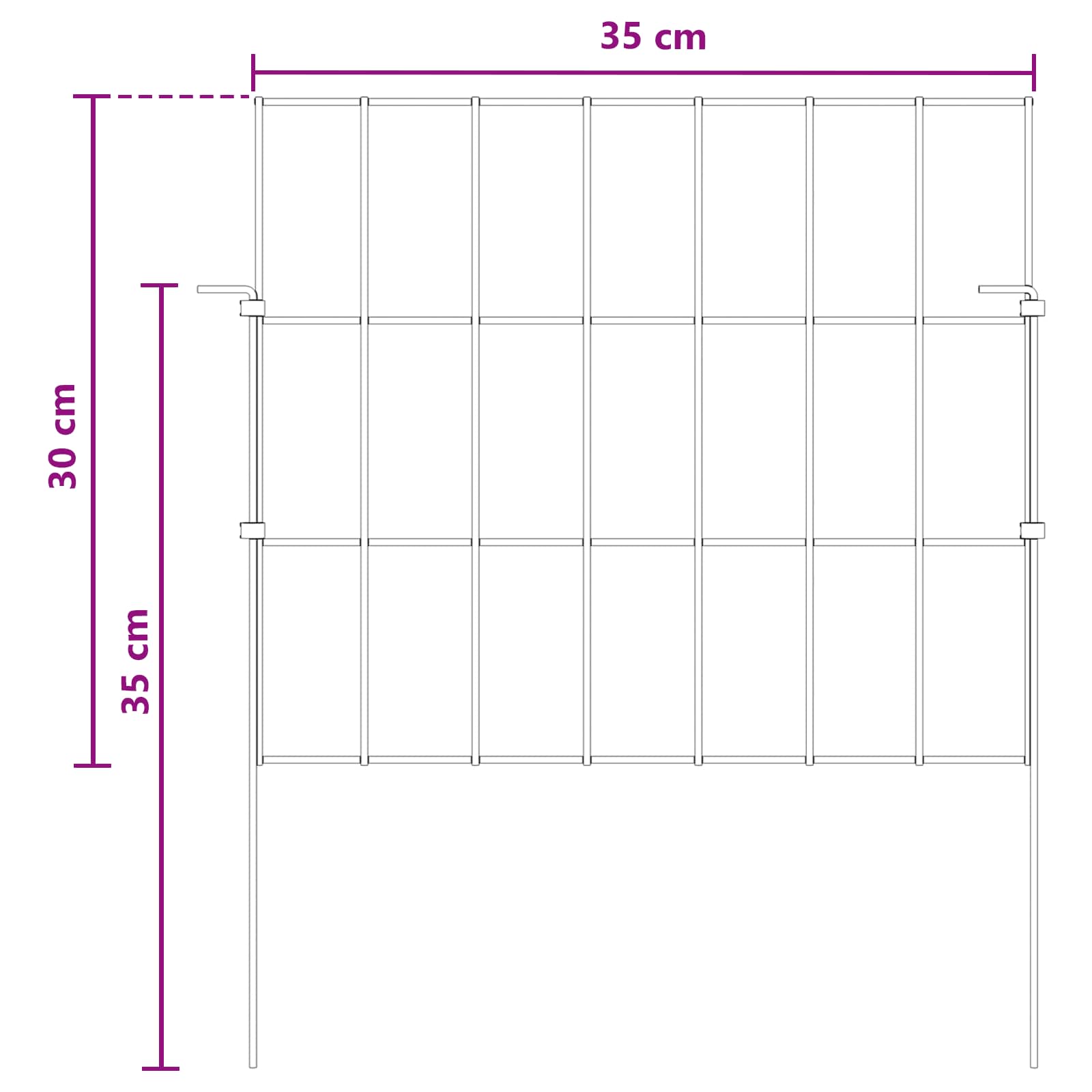 Gartenzaun mit Pfählen 12 pcs 35 x 30 cm Mesh Verzinkter Stahl