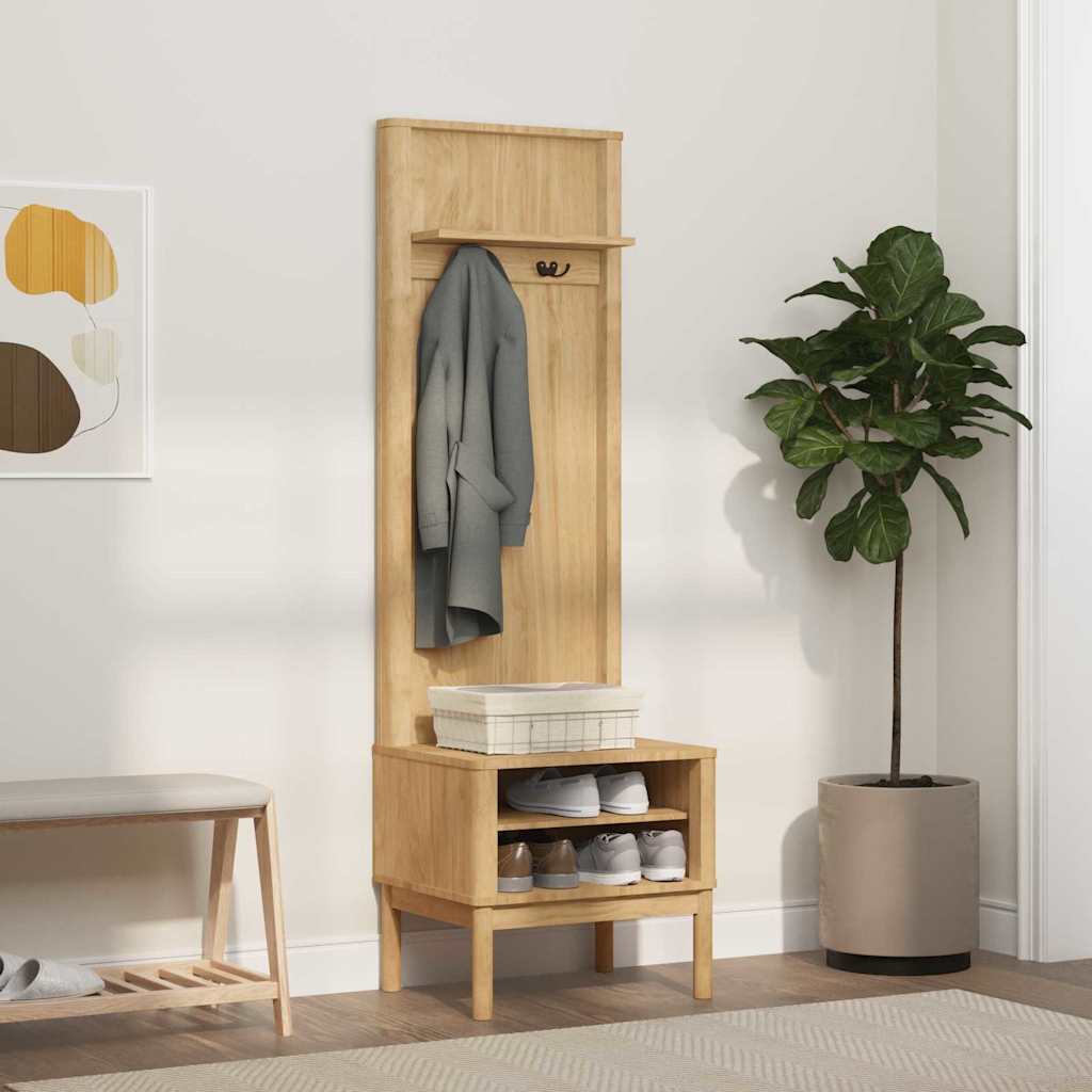 Flurschrank FLORO Wachsbraun 50 x 40 x 158 cm Massivholz Kiefer