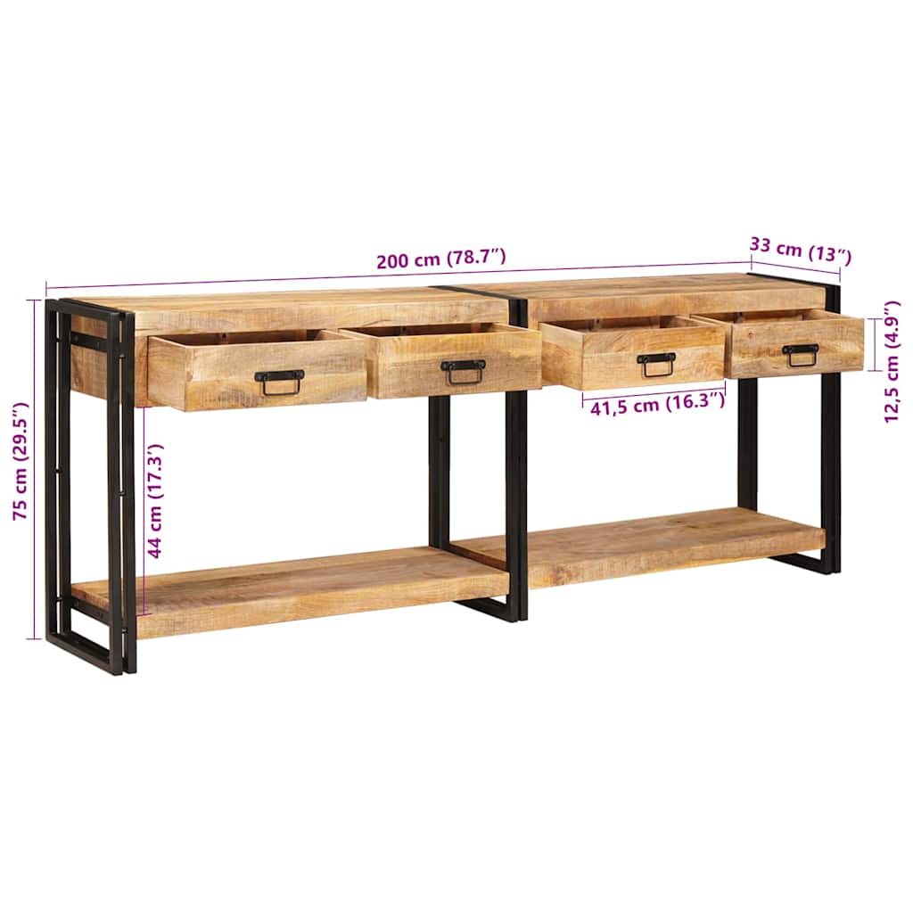 Konsolen-Tische 2 pcs Braun 161 x 33 x 75 cm Massivholz Mango