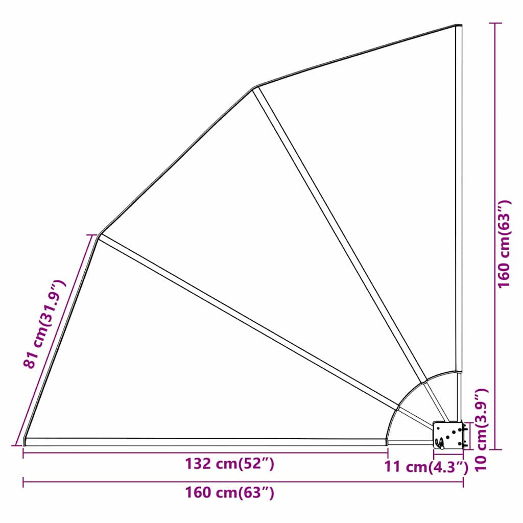 Faltbarer Balkonfächer Grau 210×210 cm