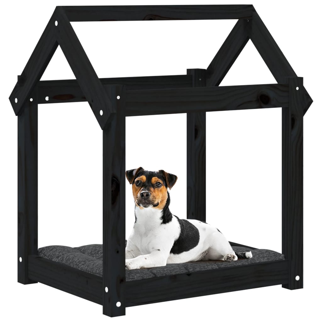 Hundebett Grau 61x50x70 cm Massivholz Kiefer