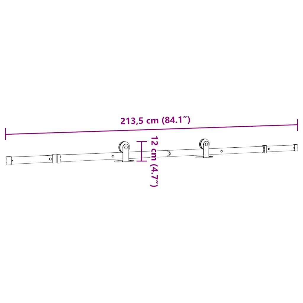 Schiebetürbeschlag-Set 213,5 cm Stahl Schwarz