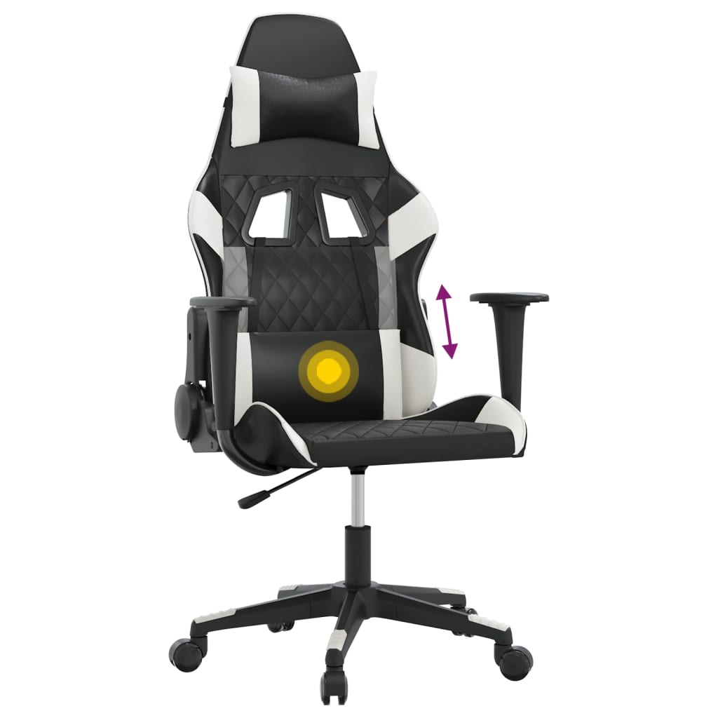 Gaming-Stuhl mit Massagefunktion Schwarz und Blau Kunstleder