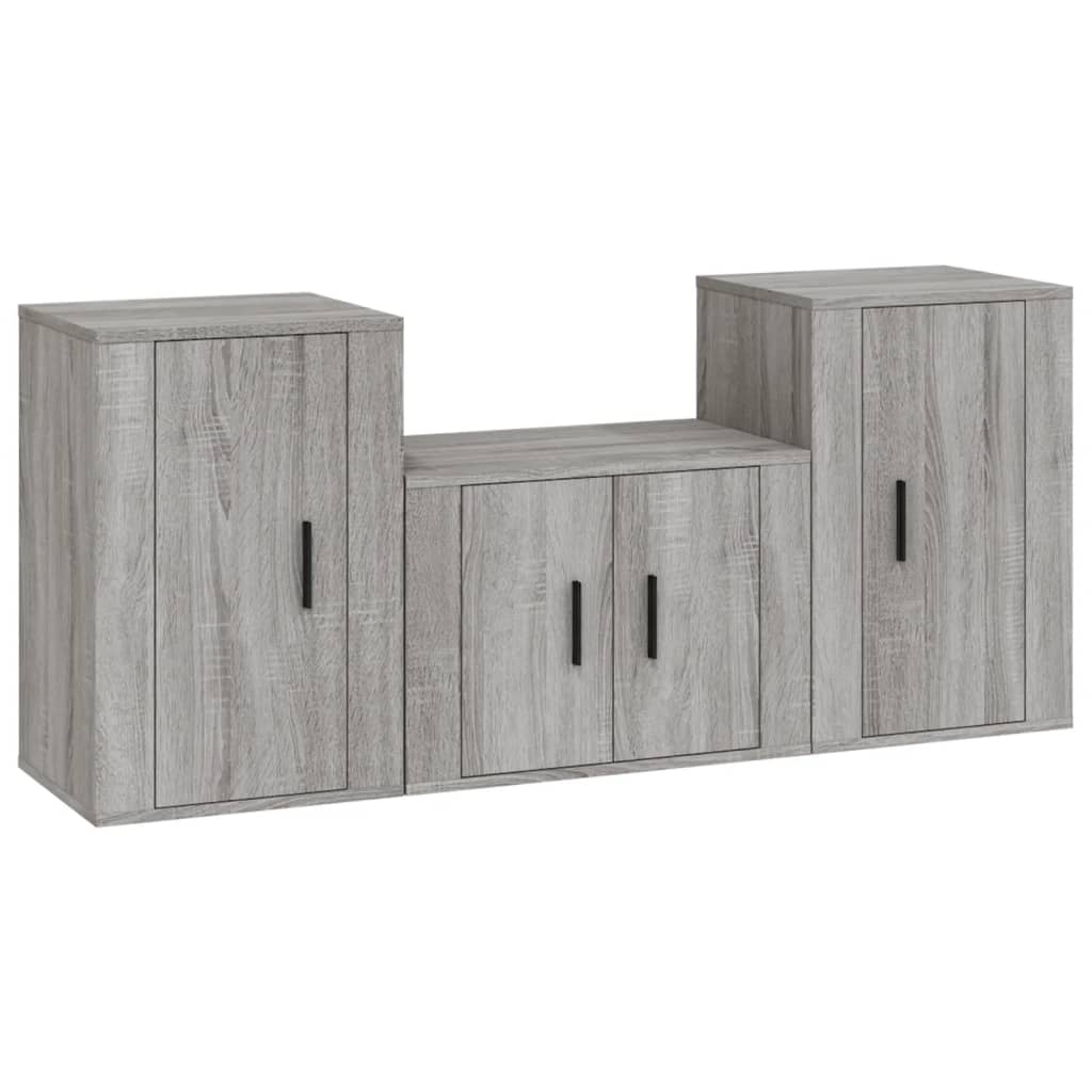 3-tlg. TV-Schrank-Set Weiß Holzwerkstoff