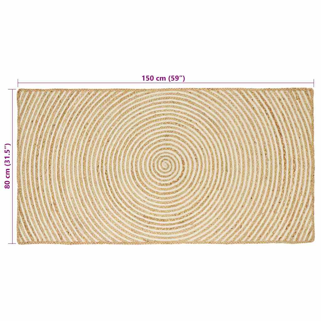 Bereichsteppiche Weiß 60 x 110 cm Jute