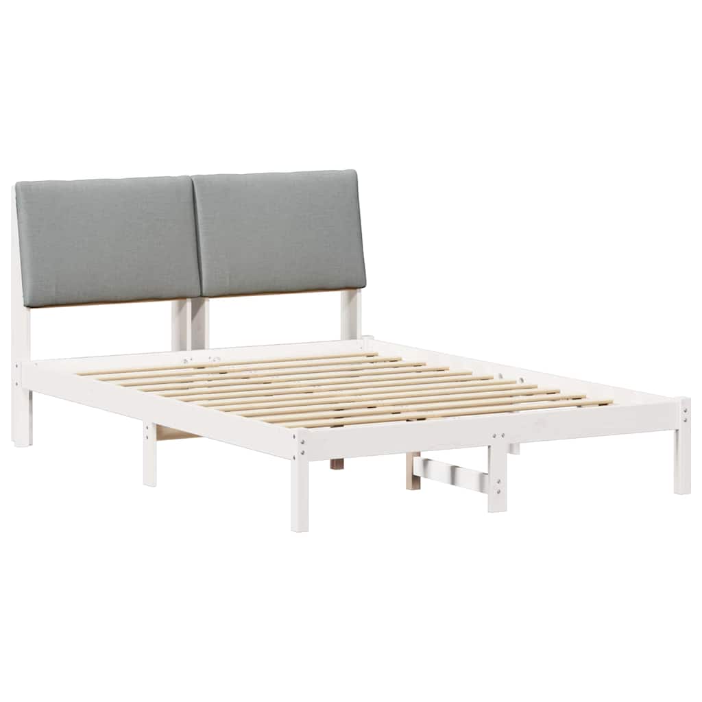 Bettgestell Braun und hellgrau 200 x 200 cm Massivholz Kiefer