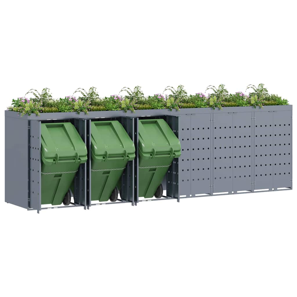 Mülltonnenbox für 2 Tonnen Schwarz 138x79x117 cm Stahl