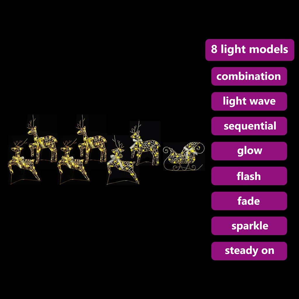 LED Rentiere 5 pcs Gold Stoff