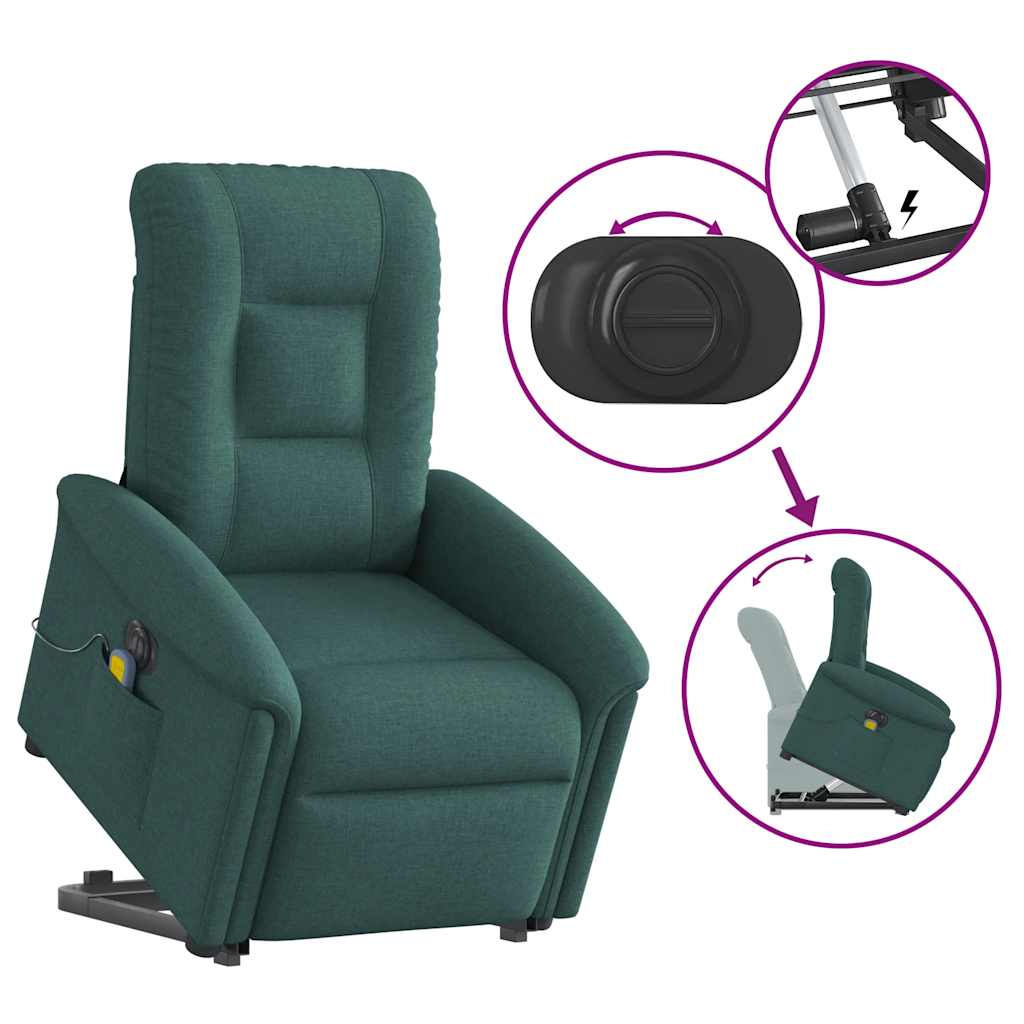 Massagesessel mit Aufstehhilfe Hellgrau Stoff