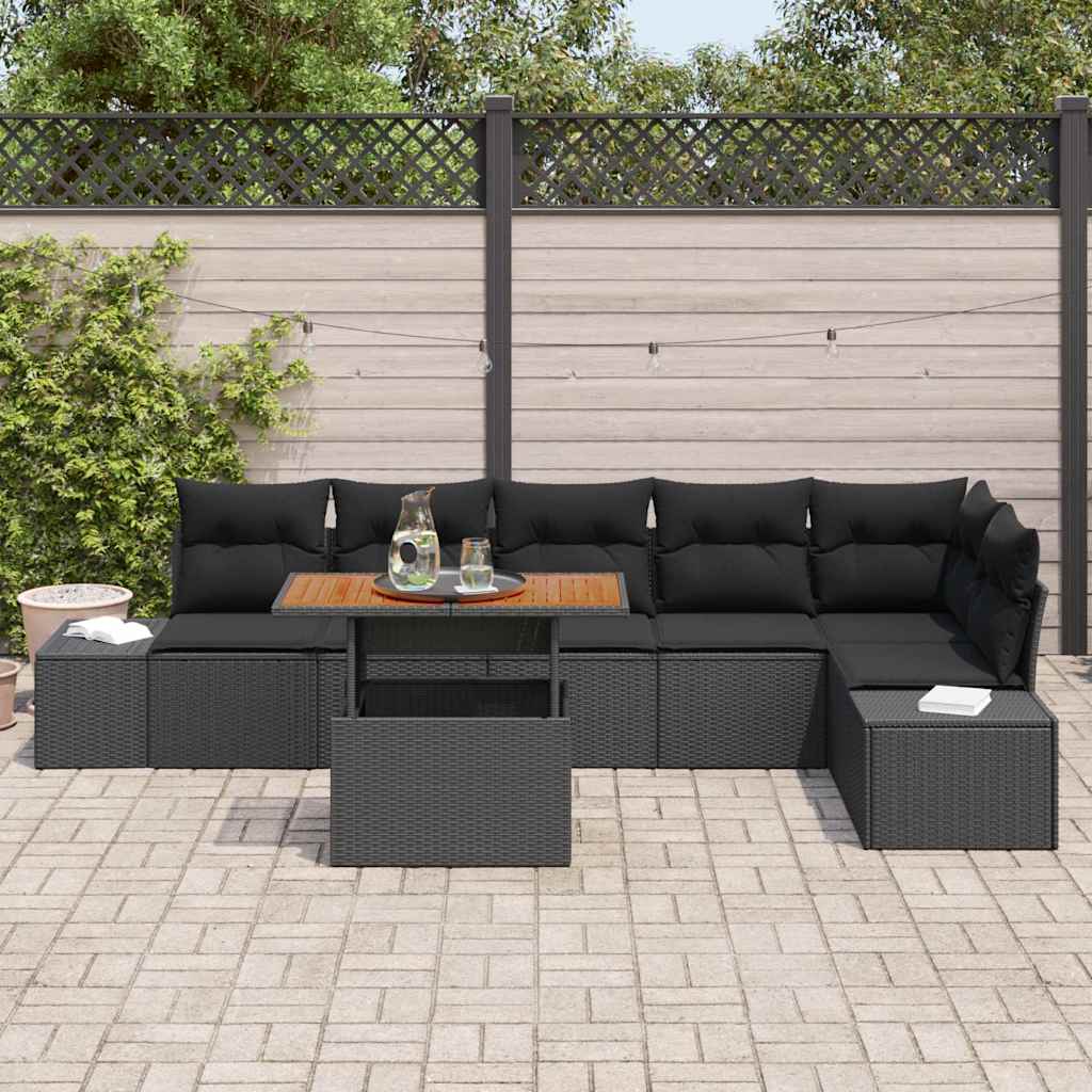 Garten Essgruppe mit Kissen 7 pcs Schwarz und Creme