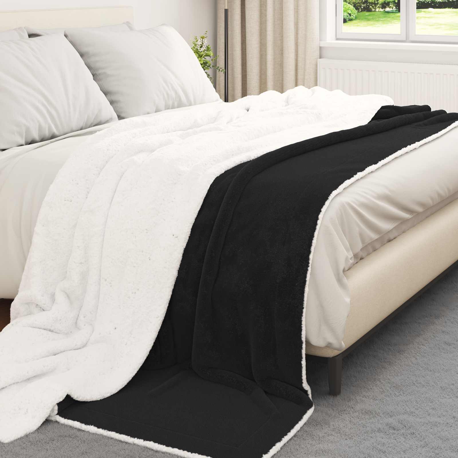 Überwurfdecke Beige 130 x 150 cm Fleece
