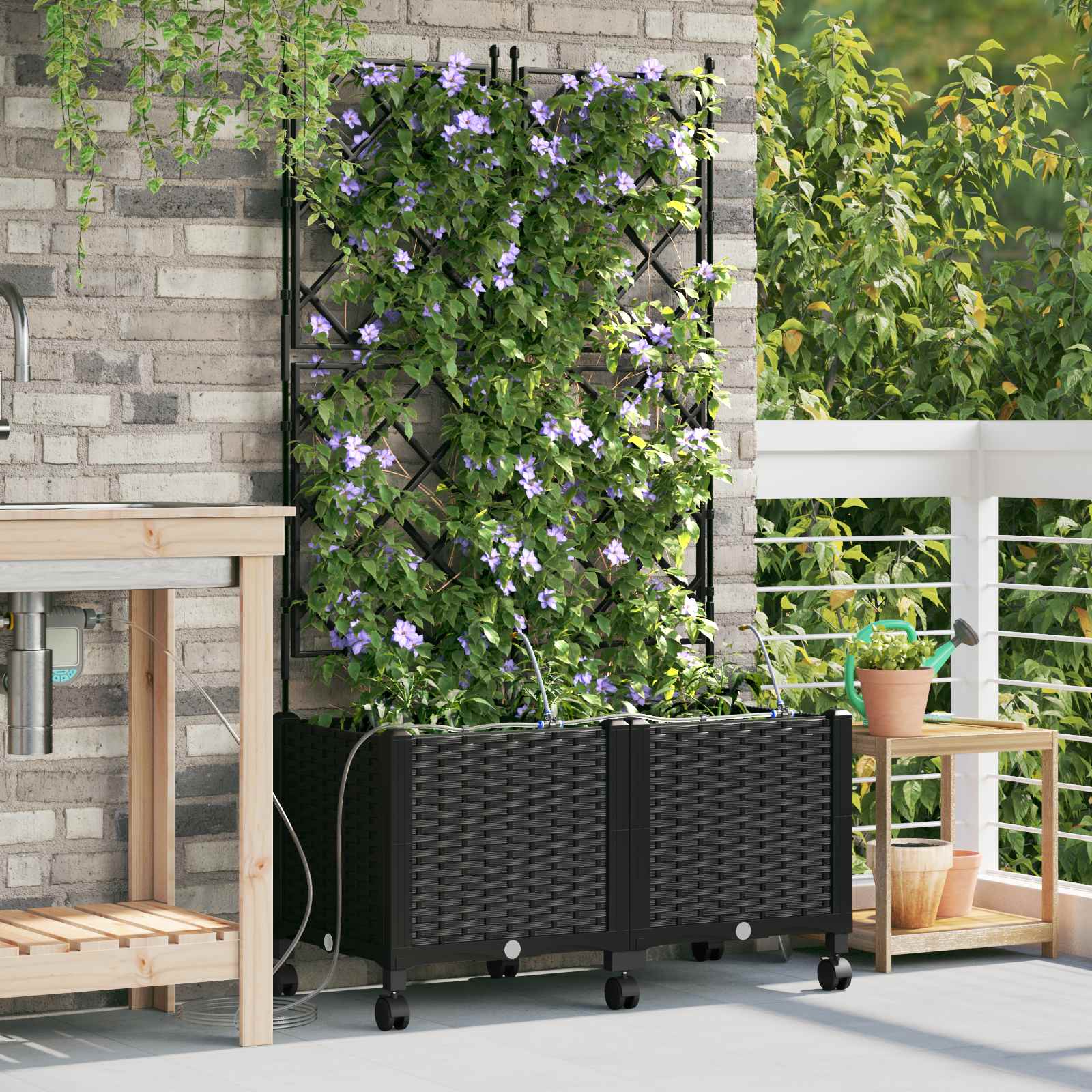 Garten-Pflanzgefäß 4 Stk. Braun 160 x 40 x 22 cm PP