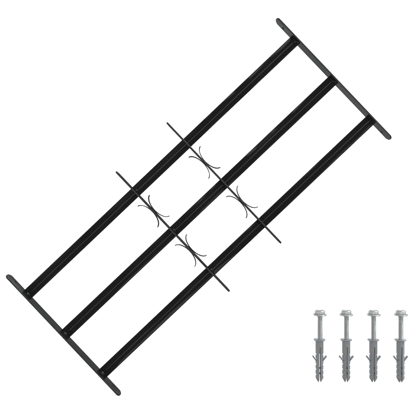 Fenstergitter 76 x 30 cm Pulverbeschichteter Stahl Schwarz