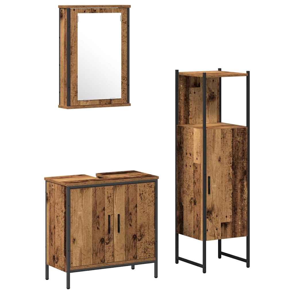 3-tlg. Badmöbel-Set Räuchereiche Holzwerkstoff
