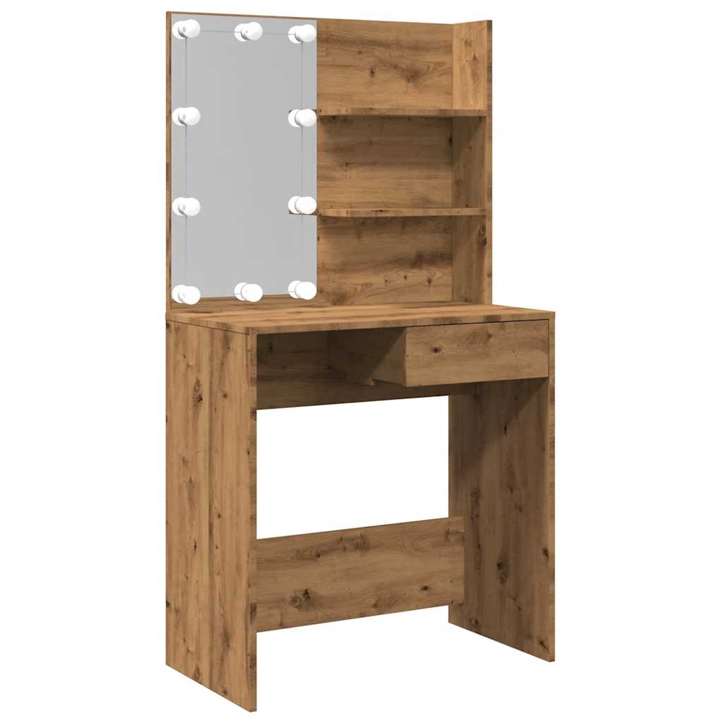 Schminktisch mit LED Weiß 74,5x40x141 cm