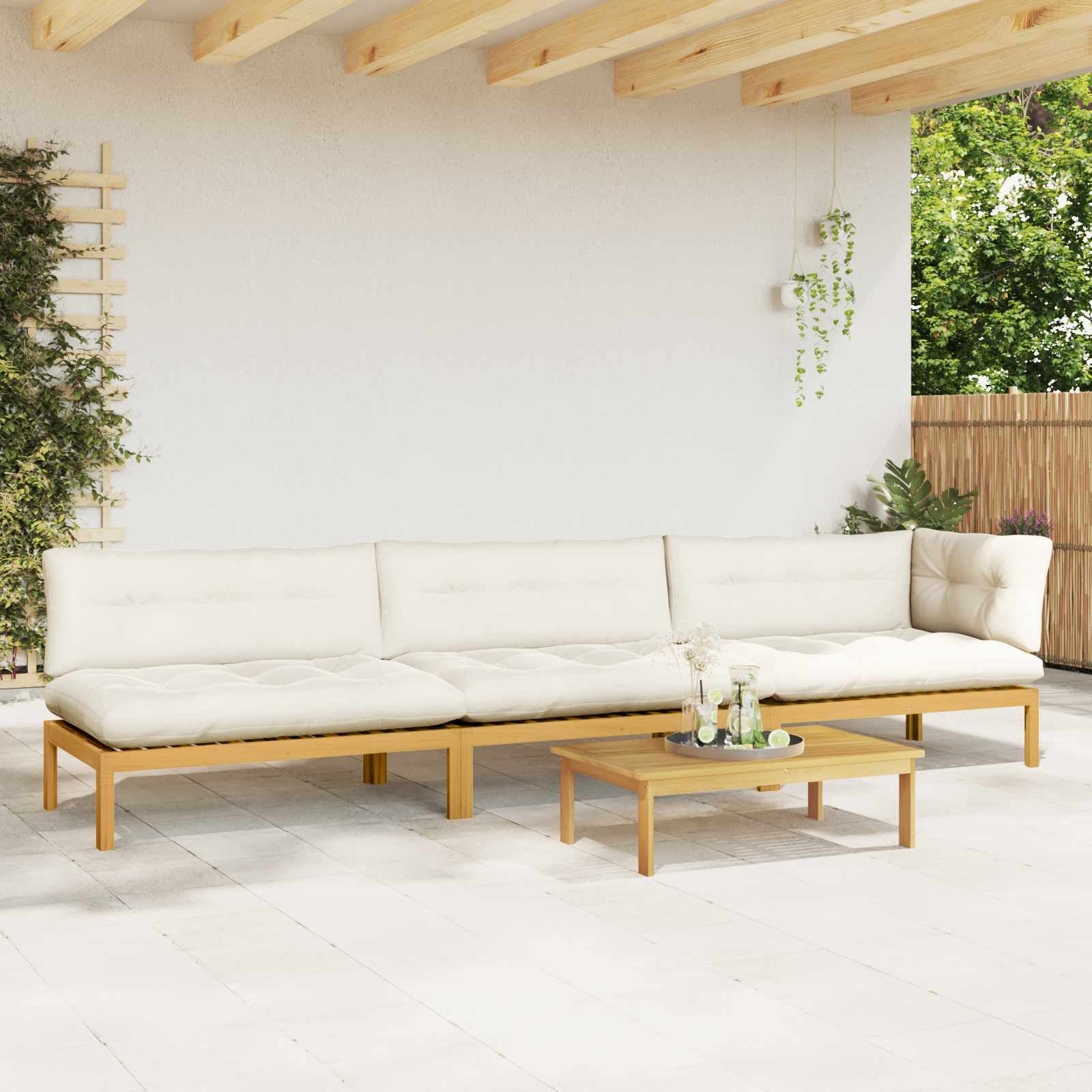 3-tlg. Garten-Sofagarnitur aus Paletten Massivholz Akazie