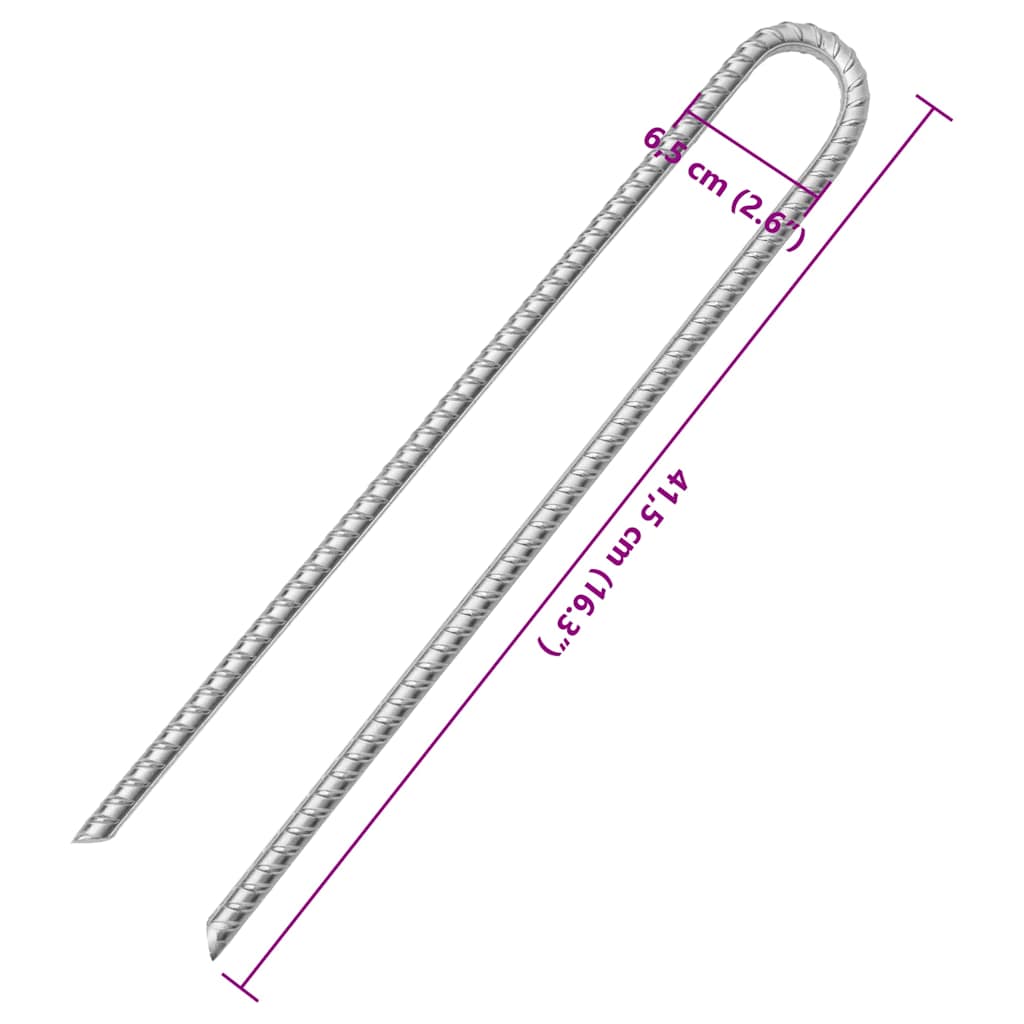 Zeltheringe 6 Stk. U-Form 30 cm Ø7 mm Verzinkter Stahl