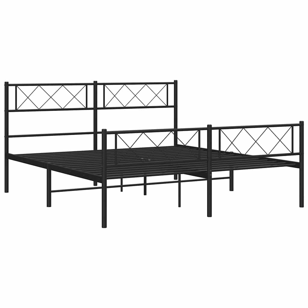 Bettgestell mit Kopfteil Metall Schwarz 100x190 cm