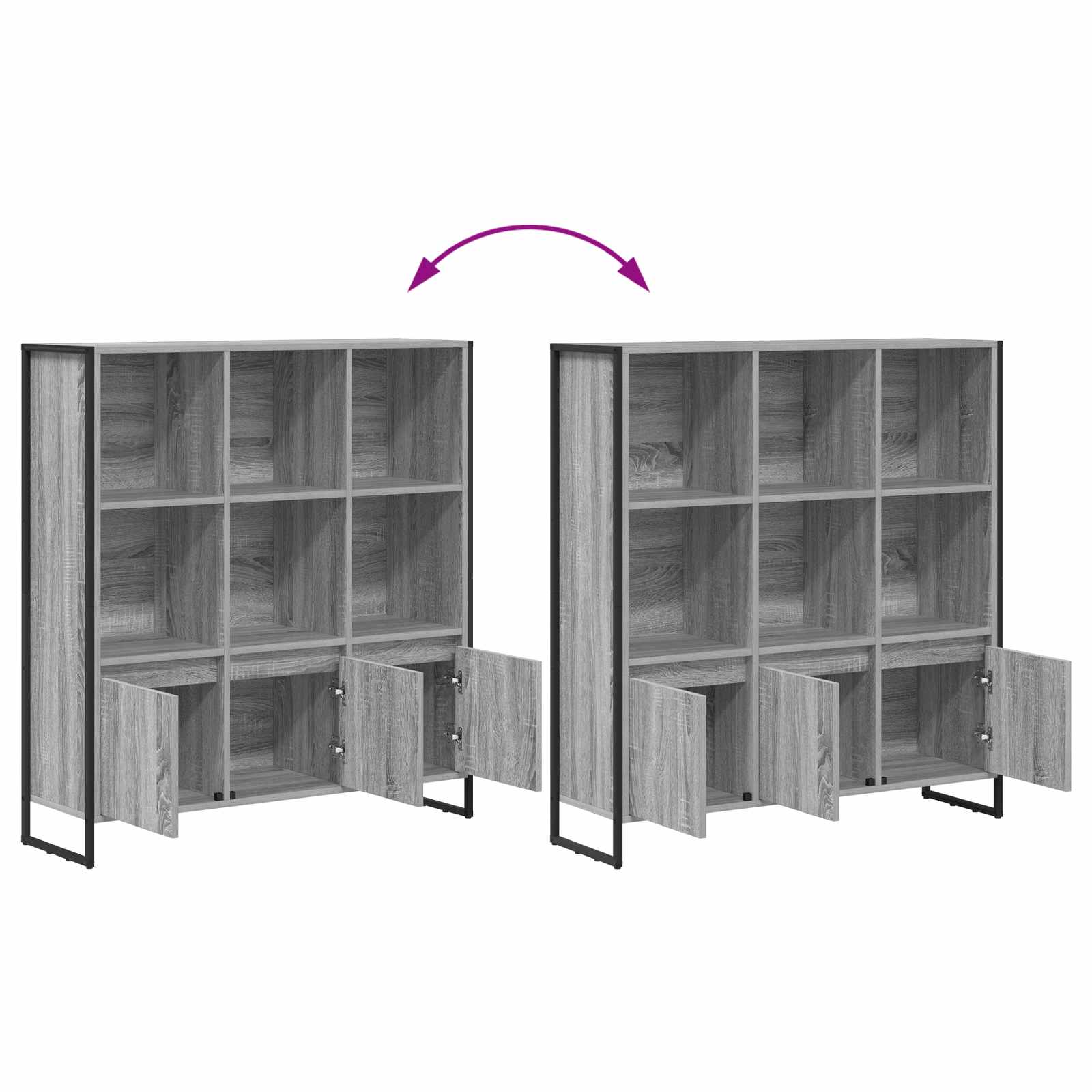 Bücherregal 2 pcs Schwarz Eichen-Optik 99,5 x 30 x 108 cm