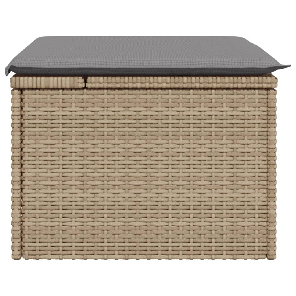 Gartenhocker mit Kissen Schwarz 55x55x37 cm Poly Rattan