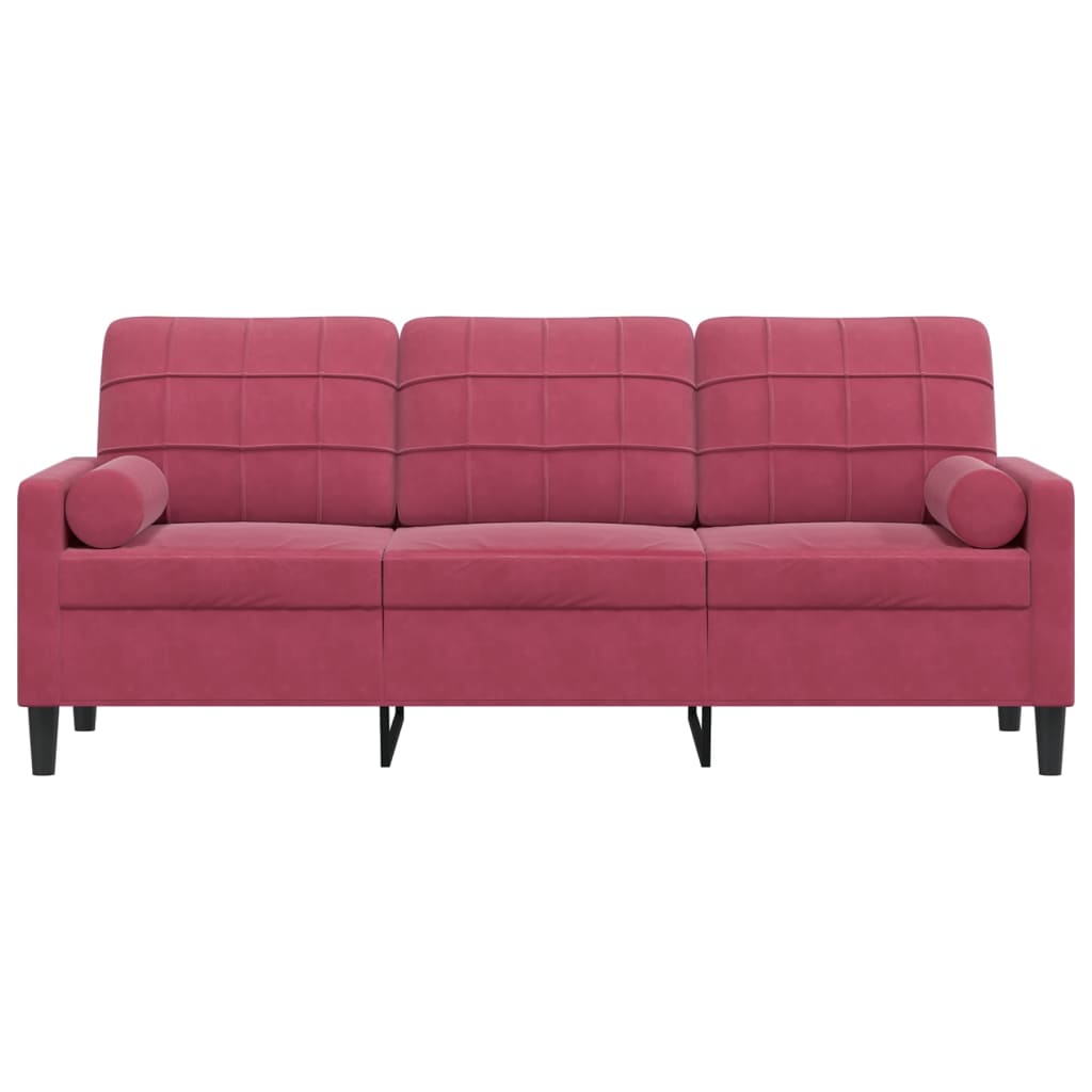 2-Sitzer-Sofa mit Zierkissen Hellgrau 120 cm Samt