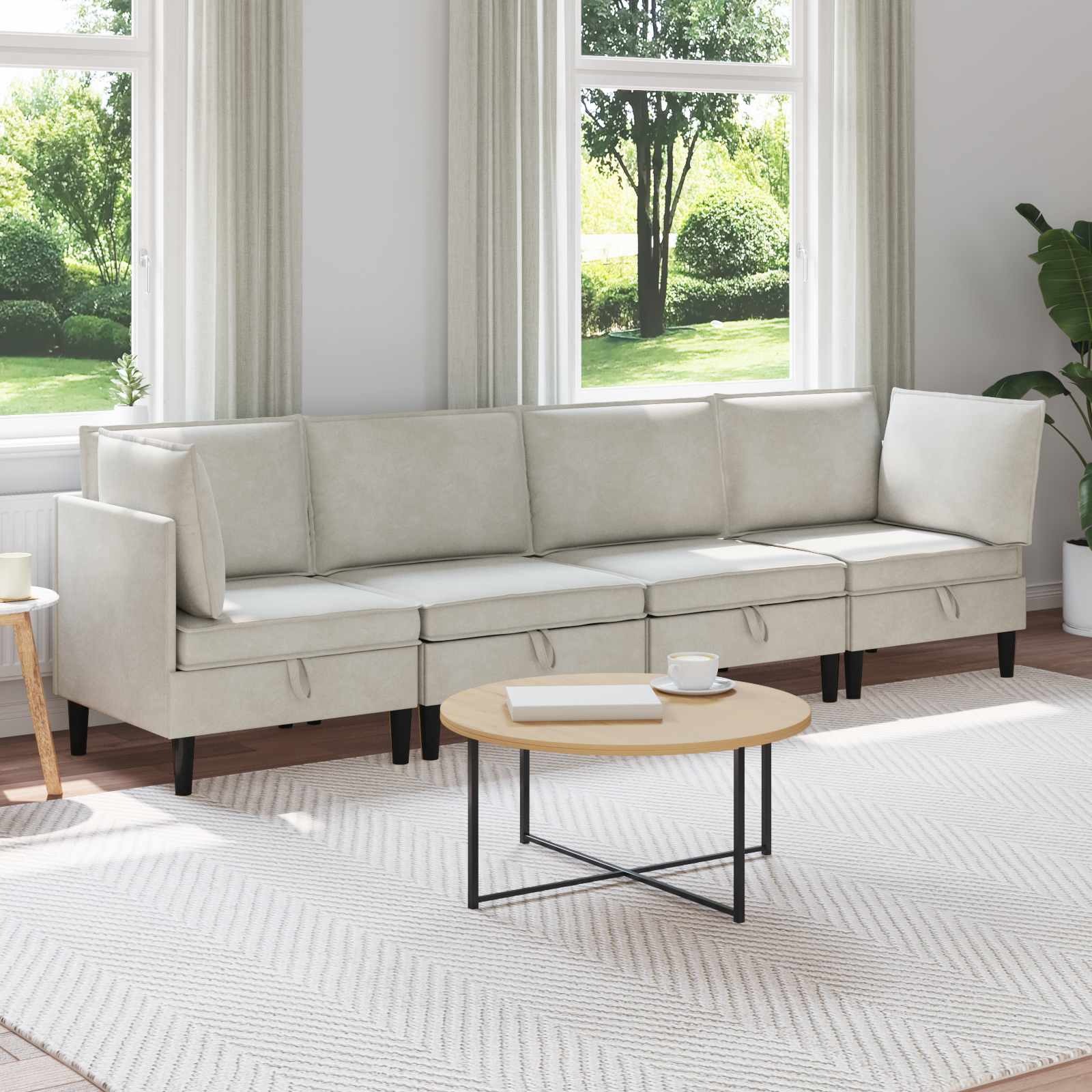 Wohnzimmergarnitur mit Kissen mit Speicher 3 pcs Hellgrau Samt