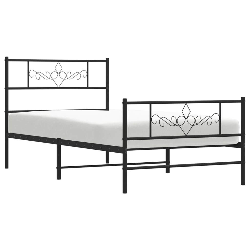 Bettgestell mit Kopfteil Metall Schwarz 100x190 cm