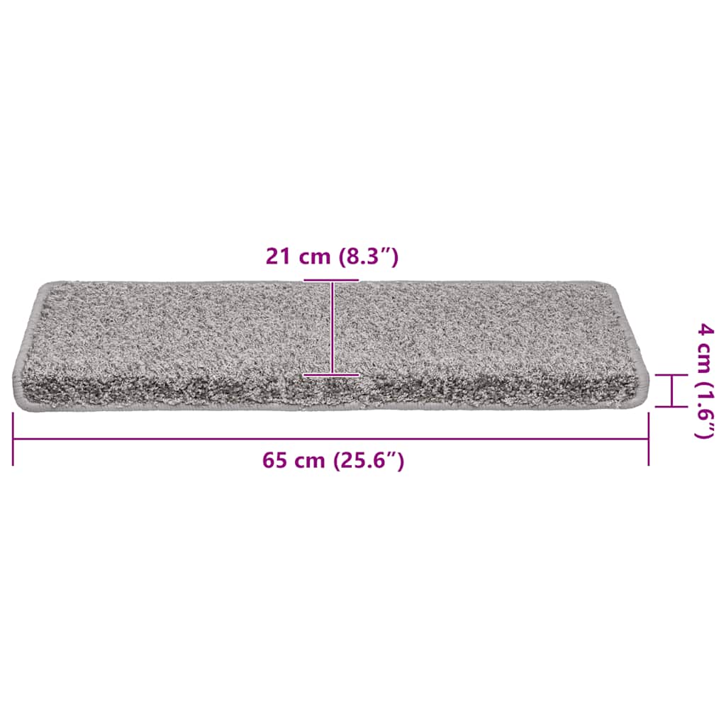 Stufenmatten 15 Stk. 65x21x4 cm Grau Rechteckiger Rand