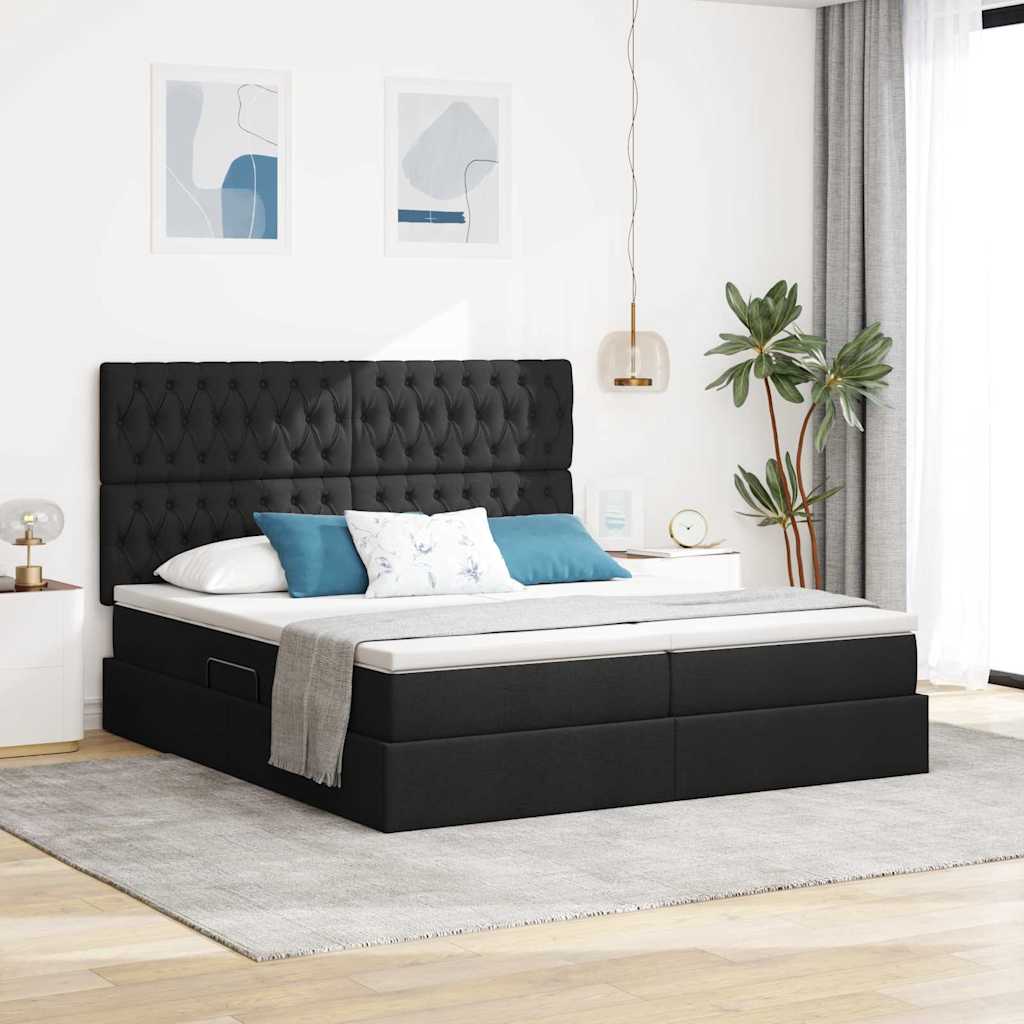 Aufbewahrungsbett mit Kopfteil Hellgrau 180 x 200 cm Stoff