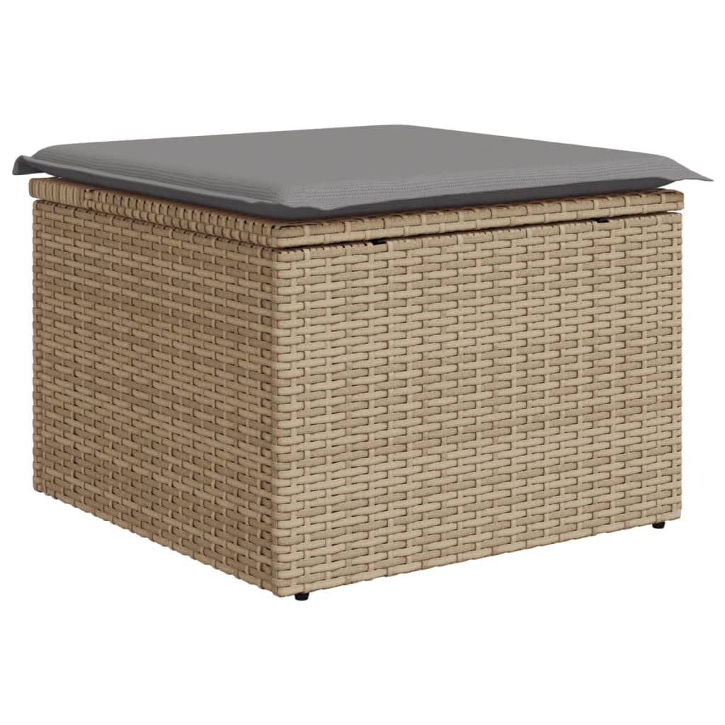 Gartenhocker mit Kissen Schwarz 55x55x37 cm Poly Rattan