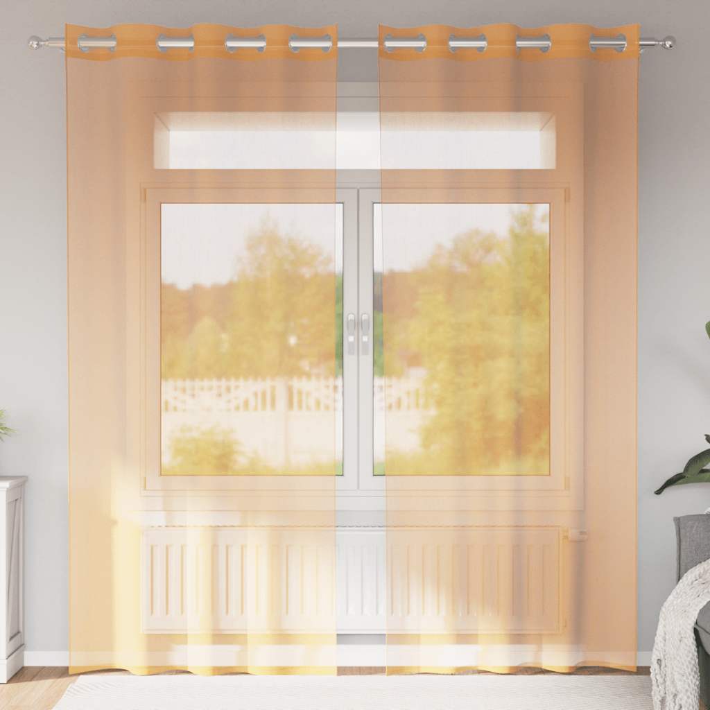 Voile Vorhänge mit Ösen 2 Stk. Apfelgrün 140x140 cm