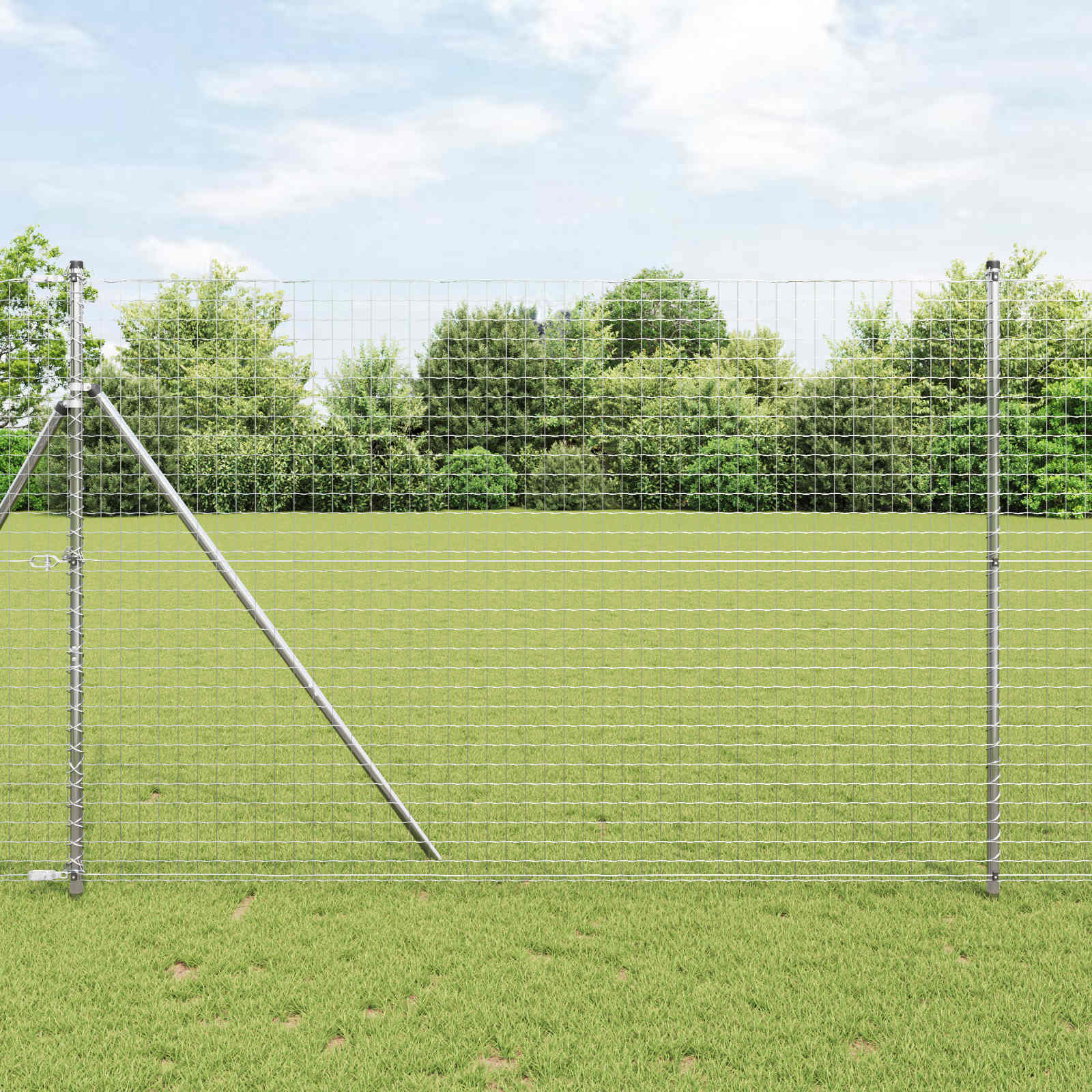Zaunpfosten 2 pcs Grün 50 cm Pulverbeschichteter Stahl
