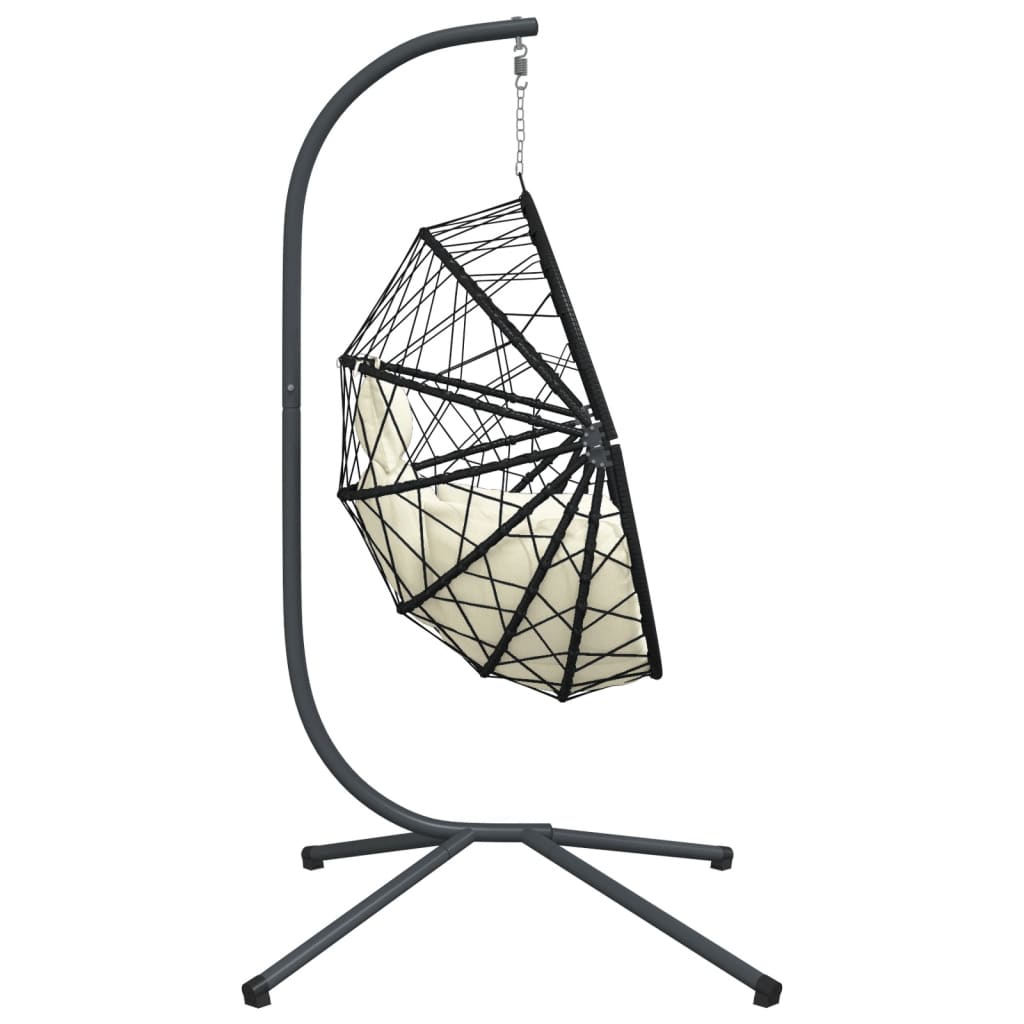 Hängesessel Ei-Design mit Ständer Anthrazit Rattan und Stahl