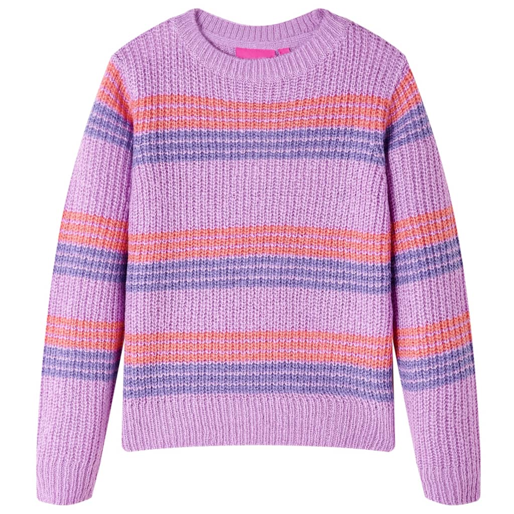 Kinderpullover mit Streifen Gestrickt Lila und Rosa 128