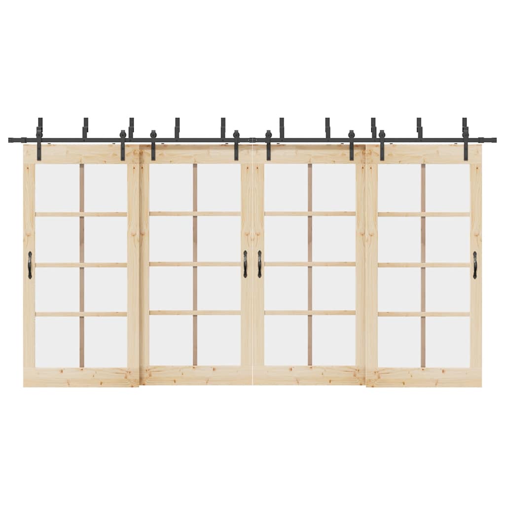 Schiebetürbeschlag-Set 152,5 cm Stahl Schwarz