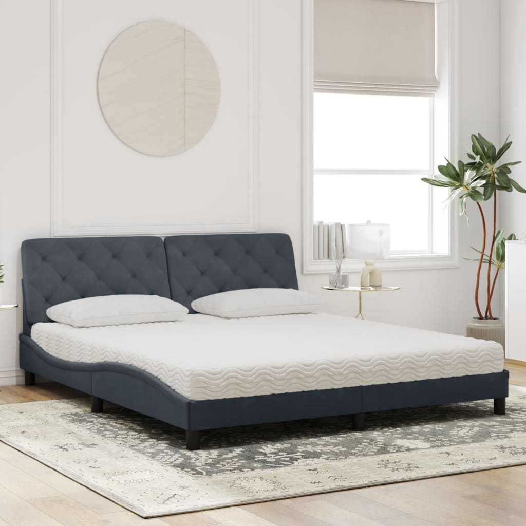 Bett mit Matratze Hellgrau 80x200 cm Samt