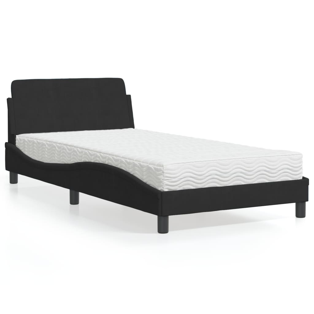 Bett mit Matratze "Dover" Hellgrau 80x200 cm Samt