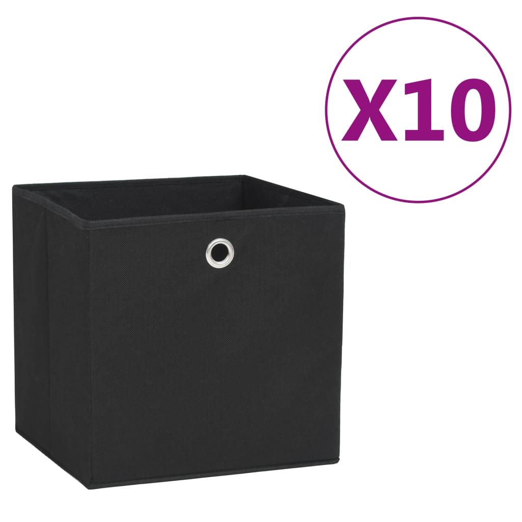 Aufbewahrungsboxen mit Deckeln 10 Stk. 28x28x28 cm Schwarz