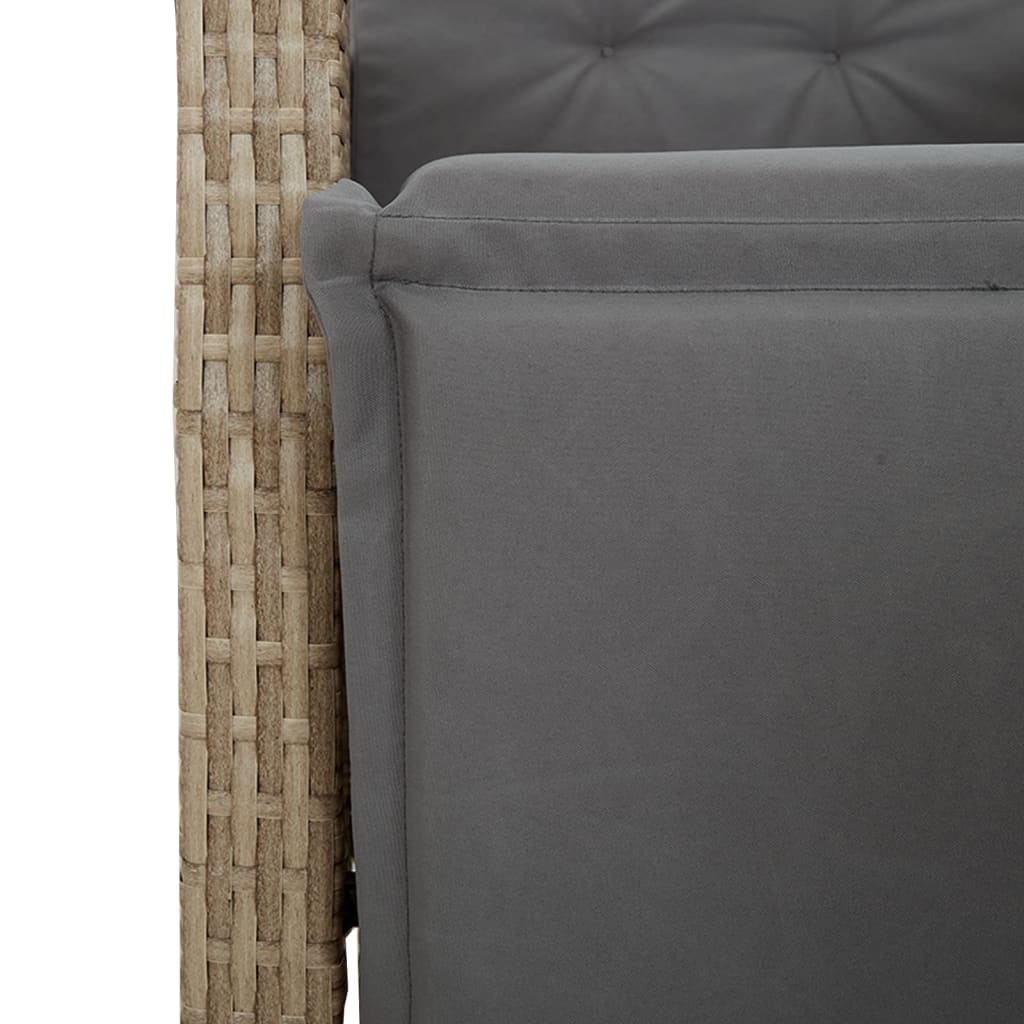 Gartensessel Verstellbar mit Kissen Schwarz Poly Rattan