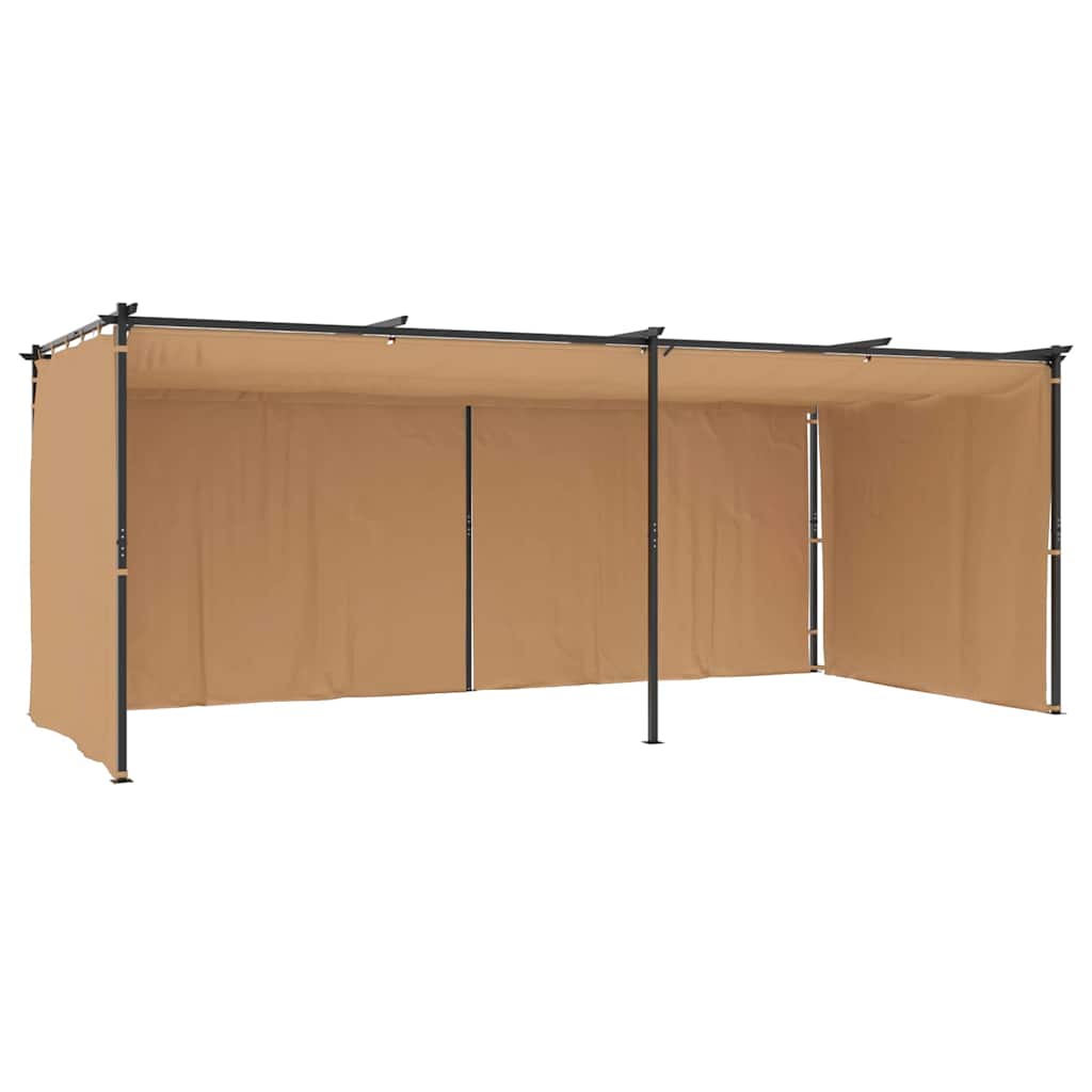 Pavillon mit Vorhängen 3x3 m Taupe Stahl