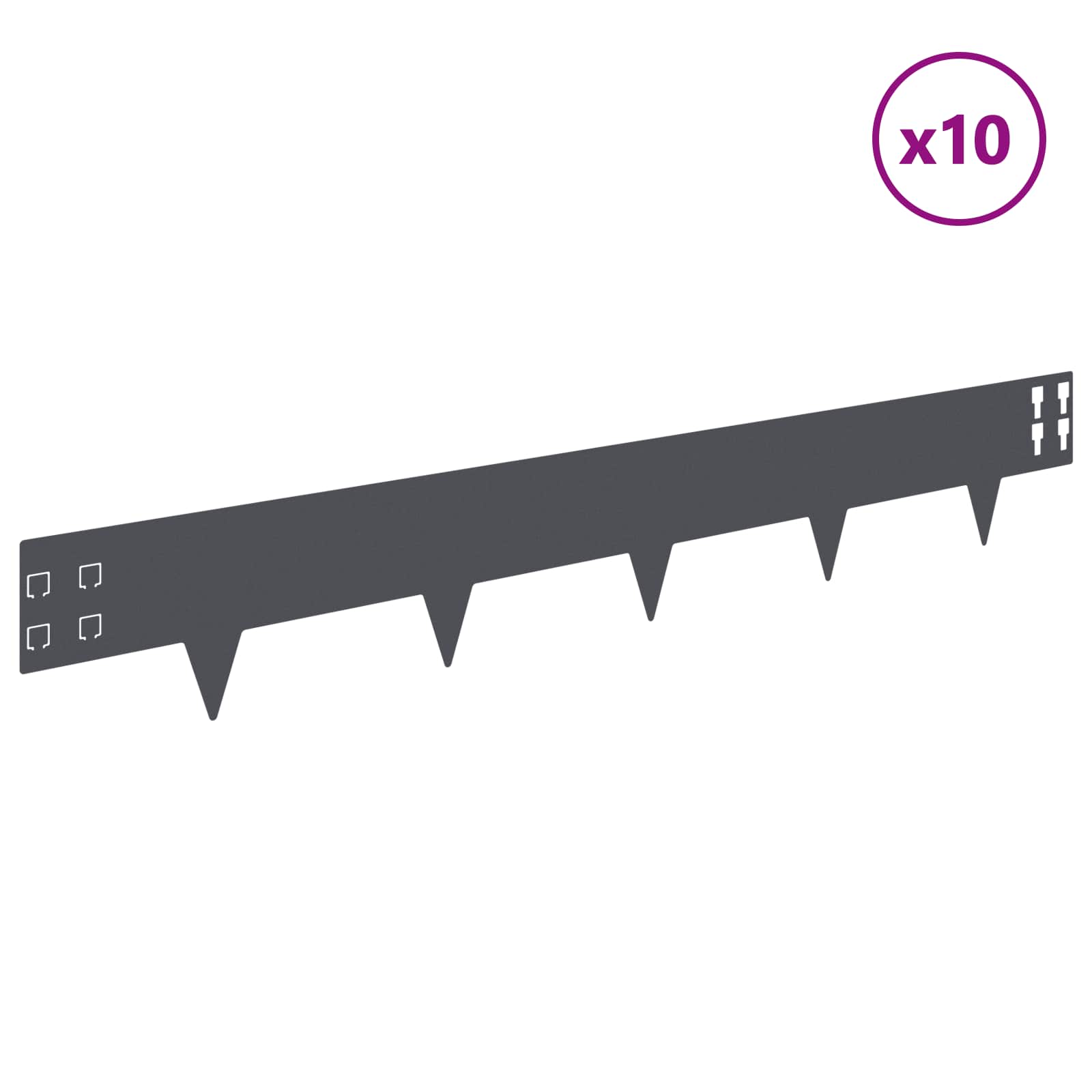 Raseneinfassung 10 pcs 100 x 12 cm Stahl Schwarz