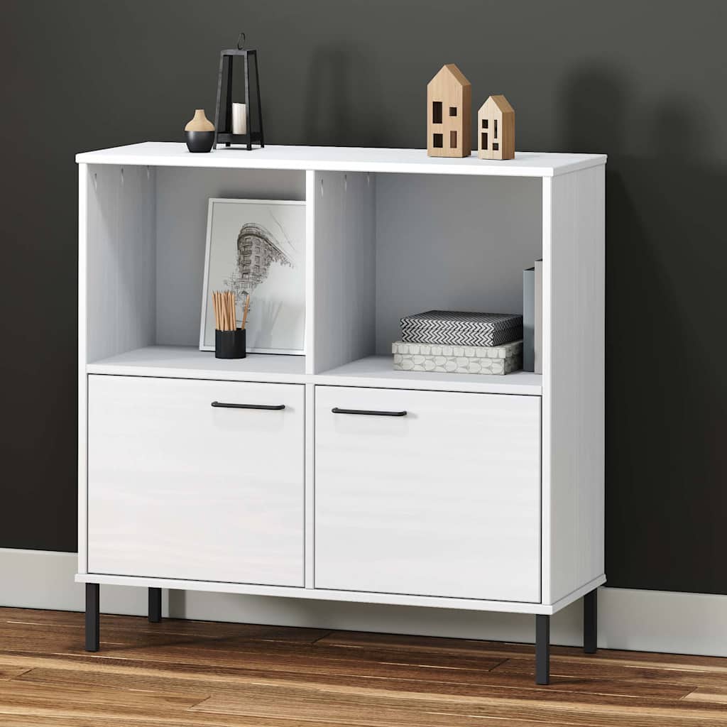 Bücherregal OSLO mit Metallbeinen Braun 90x35x90,5cm Massivholz